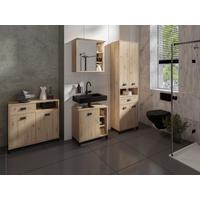 Badezimmer Wellness Eiche Artisan/Schwarz B: 194,5 cm - Schwarz/Eiche Artisan, MODERN, Holzwerkstoff/Kunststoff (194,5cm) - MID.YOU