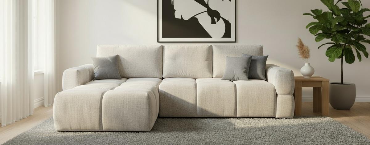 Ecksofa Taremi, Beige S: 173x299 cm - Beige/Schwarz, Design, Textil (173/299cm) - Stylife
