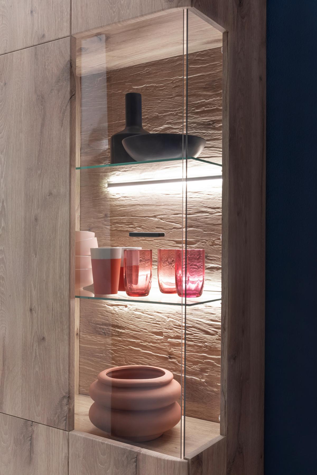 Vitrine Prato Eichefarben B 60 cm - Eichefarben, Design, Glas/Holzwerkstoff (60/199/37cm) - MID.YOU