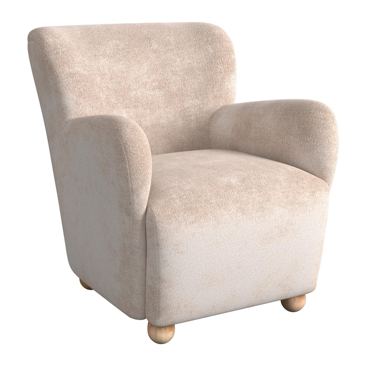 Kreslo LEA, béžová ženilka, max. 140 kg - prírodná farba/béžová, Modern, kov/drevo (76/85/84cm)