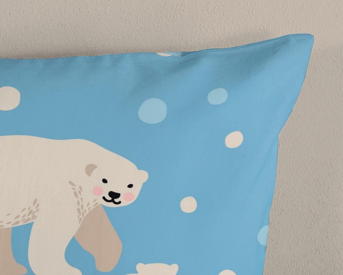 Bettwäsche Polar Bear Blau Sandfarben 140x200 cm - Sandfarben/Blau, Textil (140/200cm)