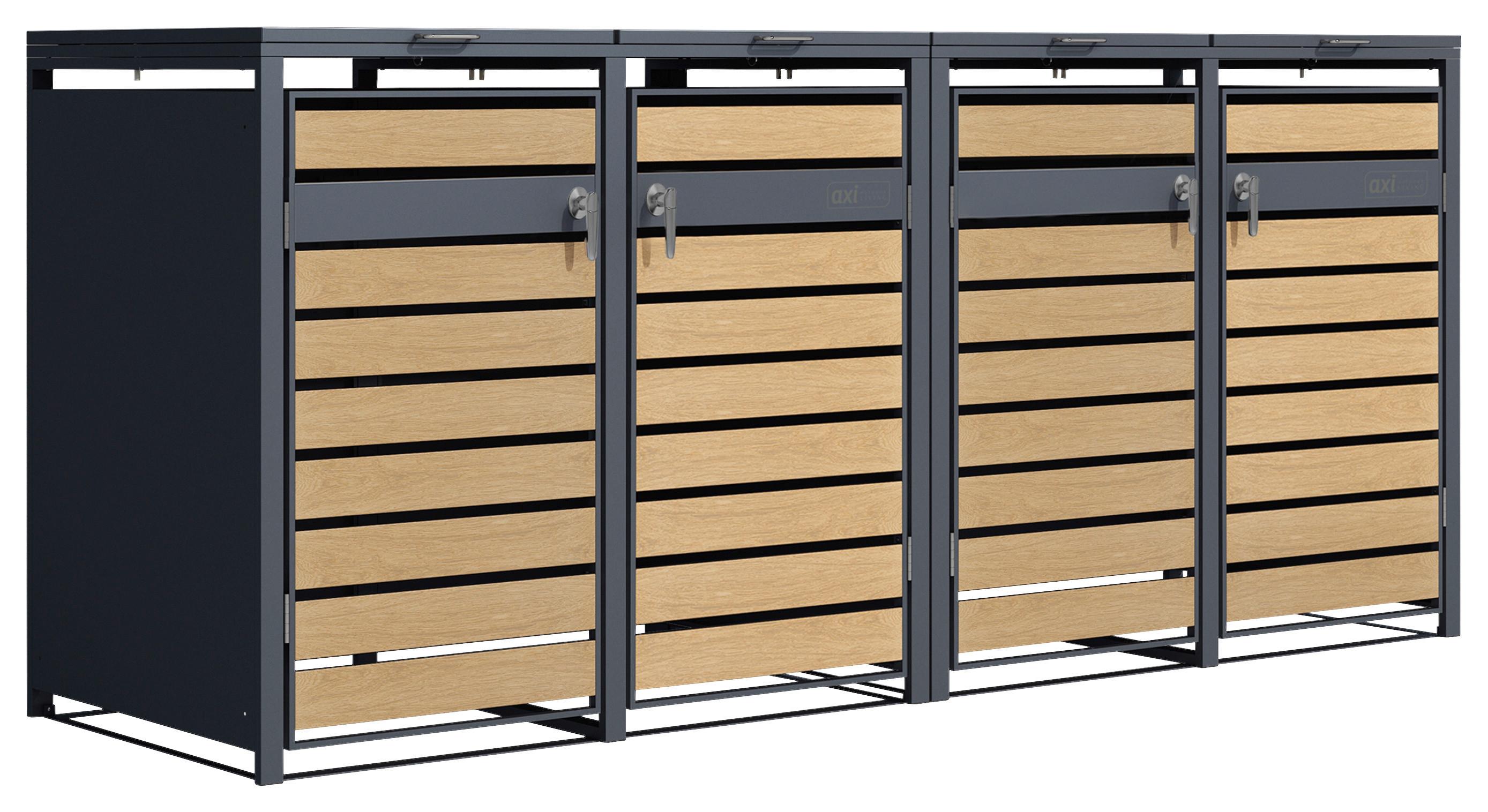 Mülltonnenbox A093.004.00 - Anthrazit/Braun, KONVENTIONELL, Metall (80/116/264cm) - Ambia Garden