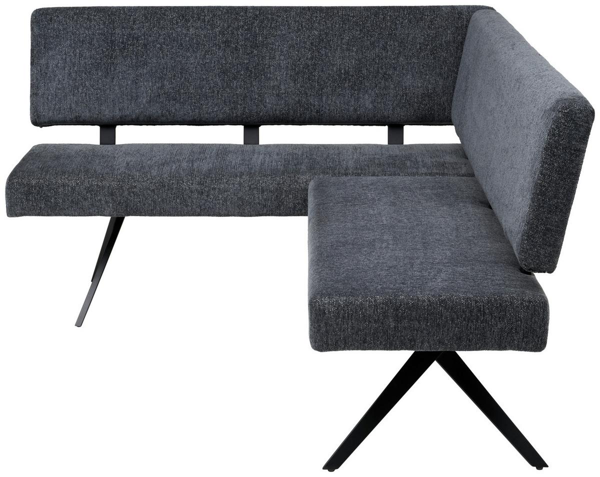 Eckbank Chios Leinenoptik Grau, S: 190x150cm - Dunkelgrau/Schwarz, KONVENTIONELL, Textil/Metall (190/150cm) - MID.YOU
