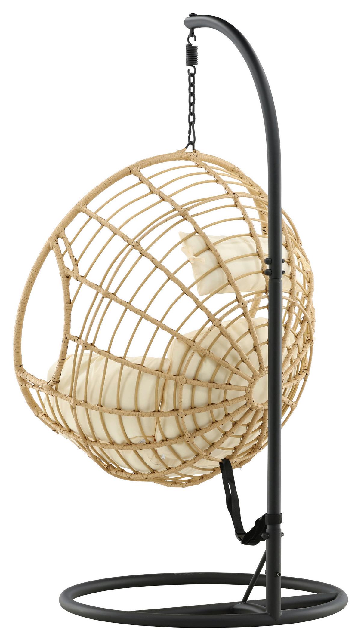 Hängesessel Mit Gestell Viga Mit Sitz- Und Rückenkissen - KONVENTIONELL, Holz (105/186/160cm) - Gardenson