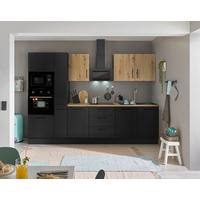 Küchenblock Turin Schwarz/eiche Dekor B: 300 Cm - Schwarz/Eiche Artisan, Basics, Holzwerkstoff (300cm) - MID.YOU