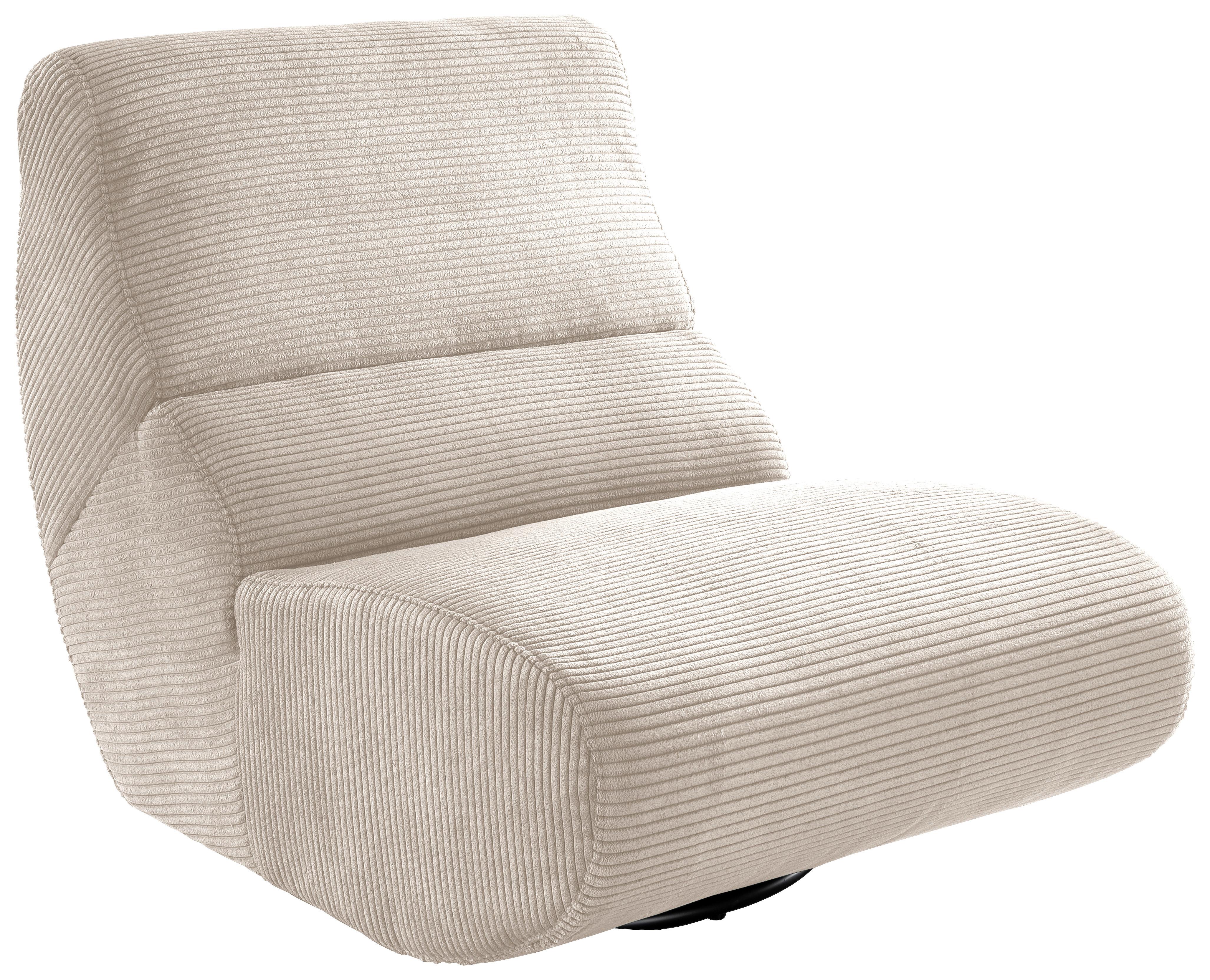 Sessel Lucera Beige 360° drehbar, B: 74 cm - Beige/Schwarz, Design, Textil (74/85/105cm) - Livetastic