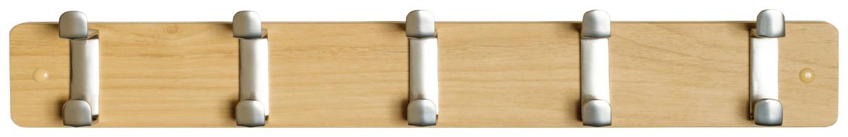 Hakenleiste Köln - Edelstahlfarben/Eichefarben, MODERN, Holzwerkstoff/Metall (55/7/6cm)