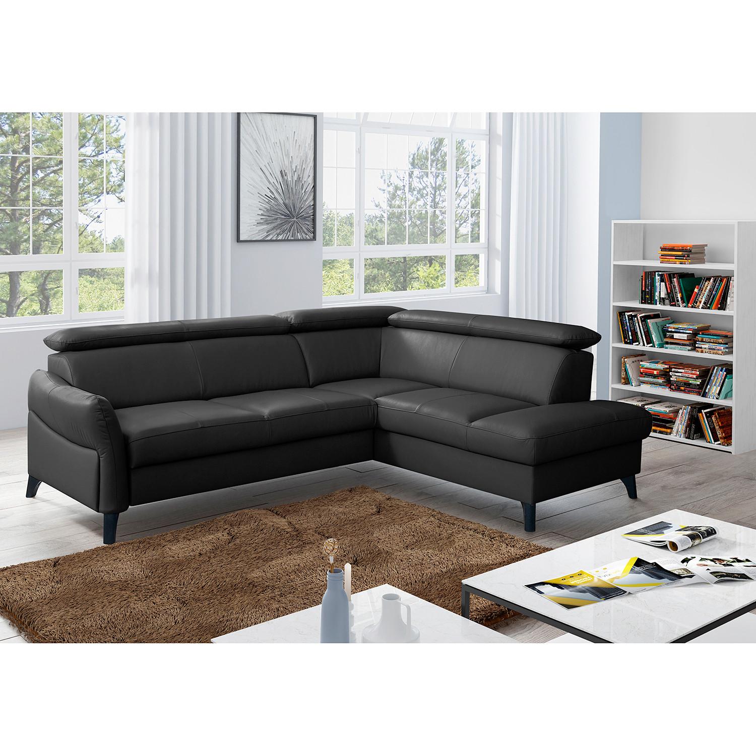 Ecksofa Note New Teilleder Schwarz 244x199 - Schwarz, Design, Leder/Textil (244/199cm) - Livetastic