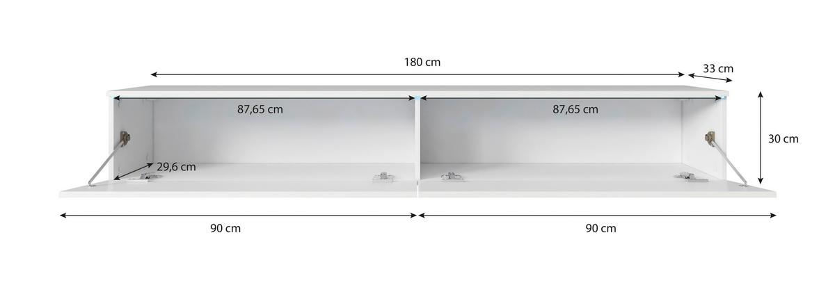 Tv-lowboard Eiche Wotan B: 180 Cm Weiß/eichefarben - Weiß Hochglanz/Eiche Wotan, LIFESTYLE, Holzwerkstoff (180/30/33cm) - P & B