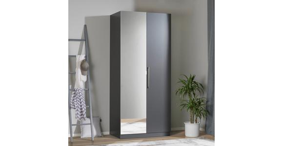 Drehtürenschrank Mit Spiegel 91cm Unit Anthrazit - Anthrazit, MODERN, Holzwerkstoff (91,1/210/58,3cm) - Ondega