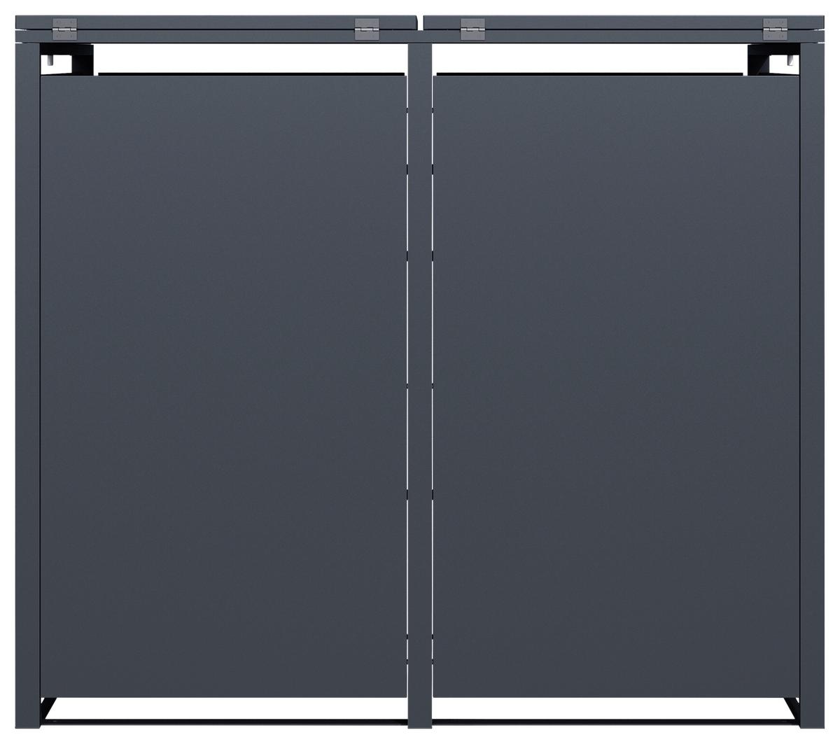 Mülltonnenbox A093.002.00 - Anthrazit/Braun, KONVENTIONELL, Metall (132/116/80cm) - Ambia Garden