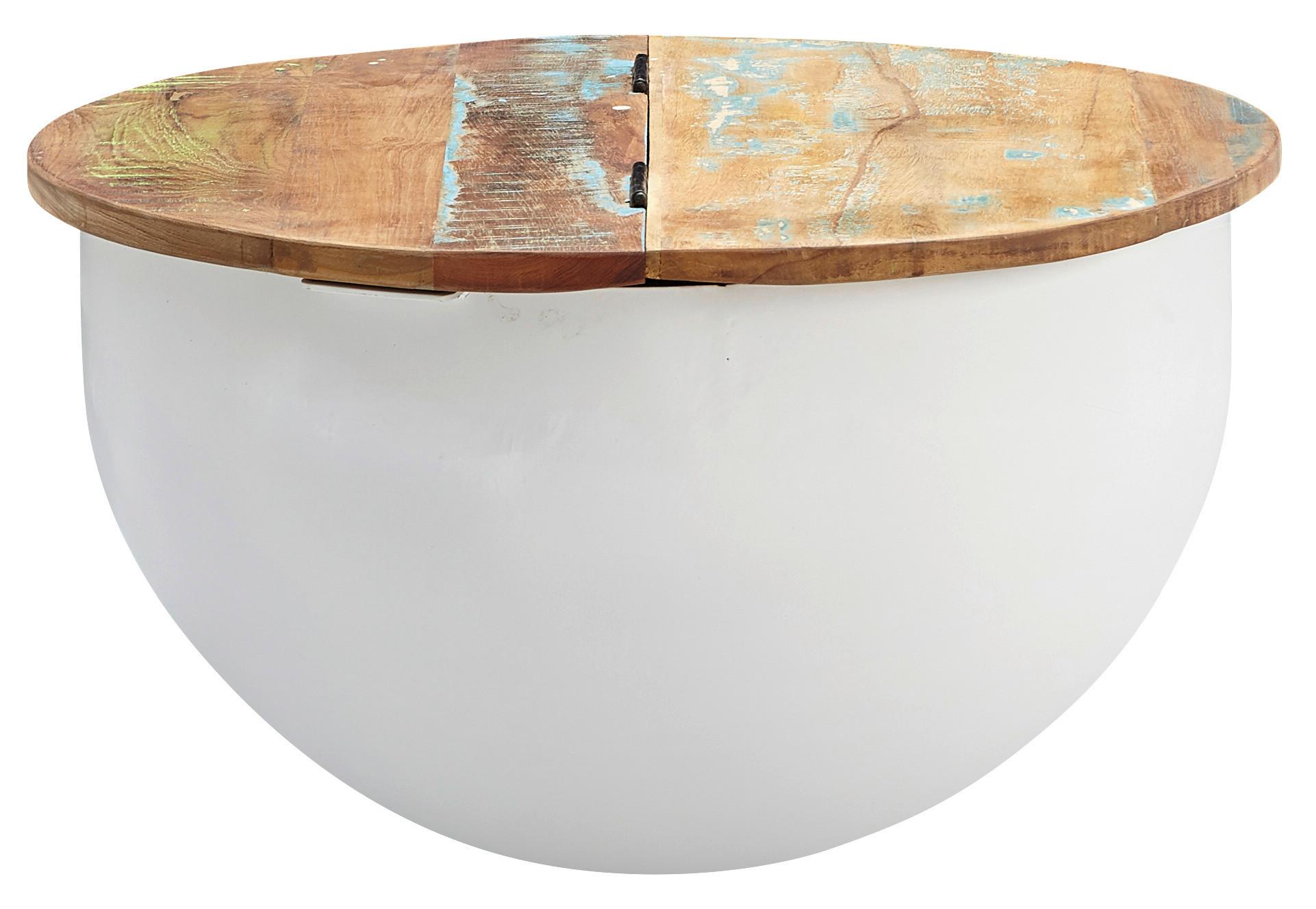 Konferenčný stolík WOHNLING mangové drevo - hnedá/biela, Modern, kov/drevo (60/60/34cm) - MID.YOU