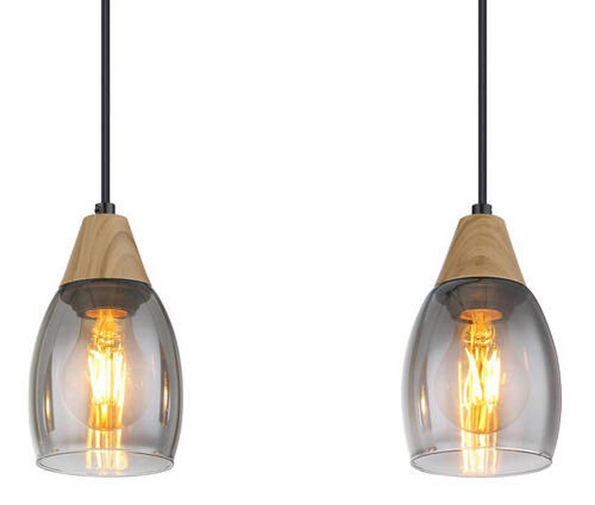 Hängeleuchte 15706-3h - Schwarz/Grau, Basics, Glas/Kunststoff (55/10/120cm) - Globo