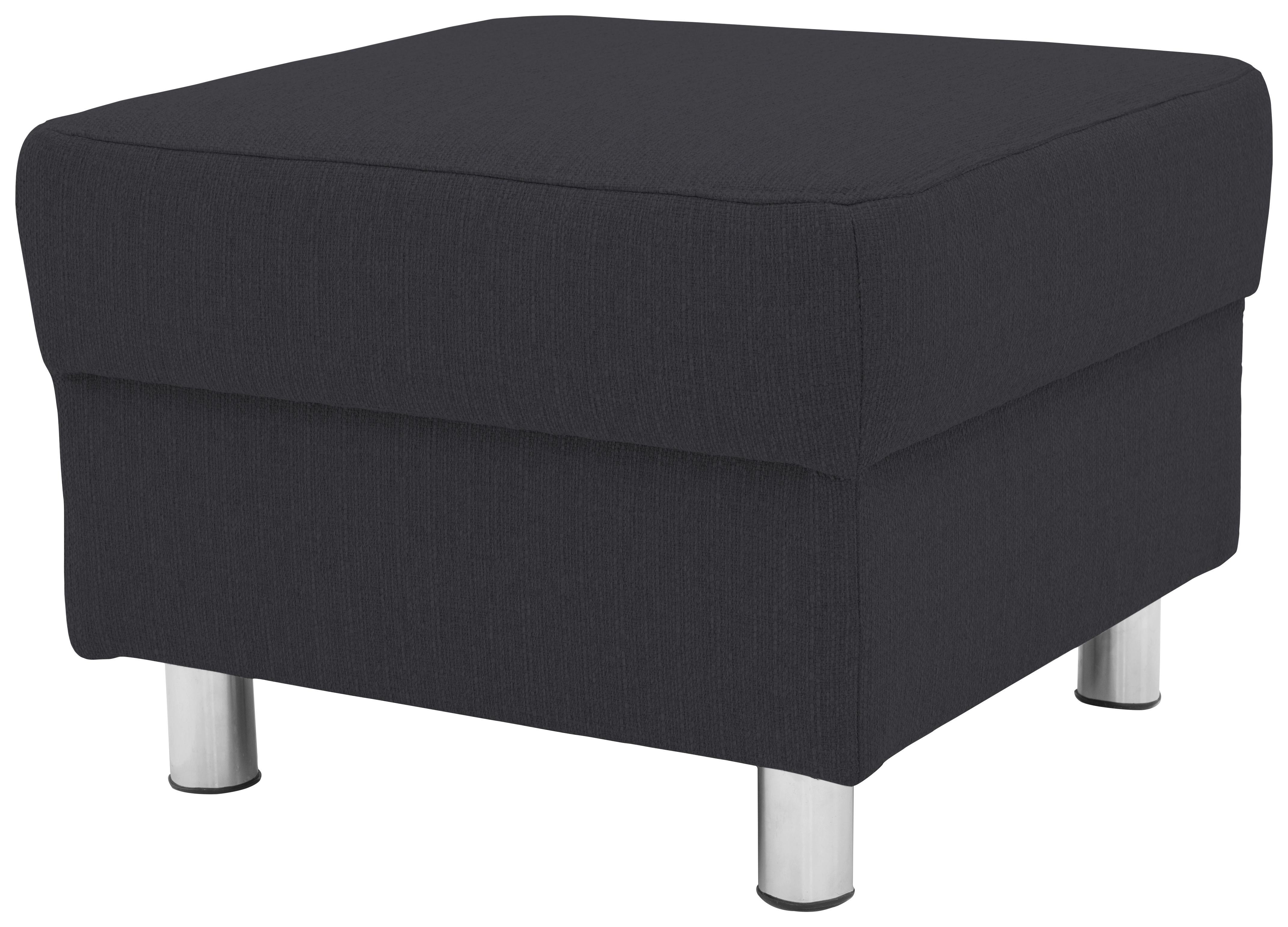 Polsterhocker Jamie Schlammfarben Webstoff H: 40cm - Chromfarben/Schlammfarben, KONVENTIONELL, Textil (54/40/54cm) - MID.YOU