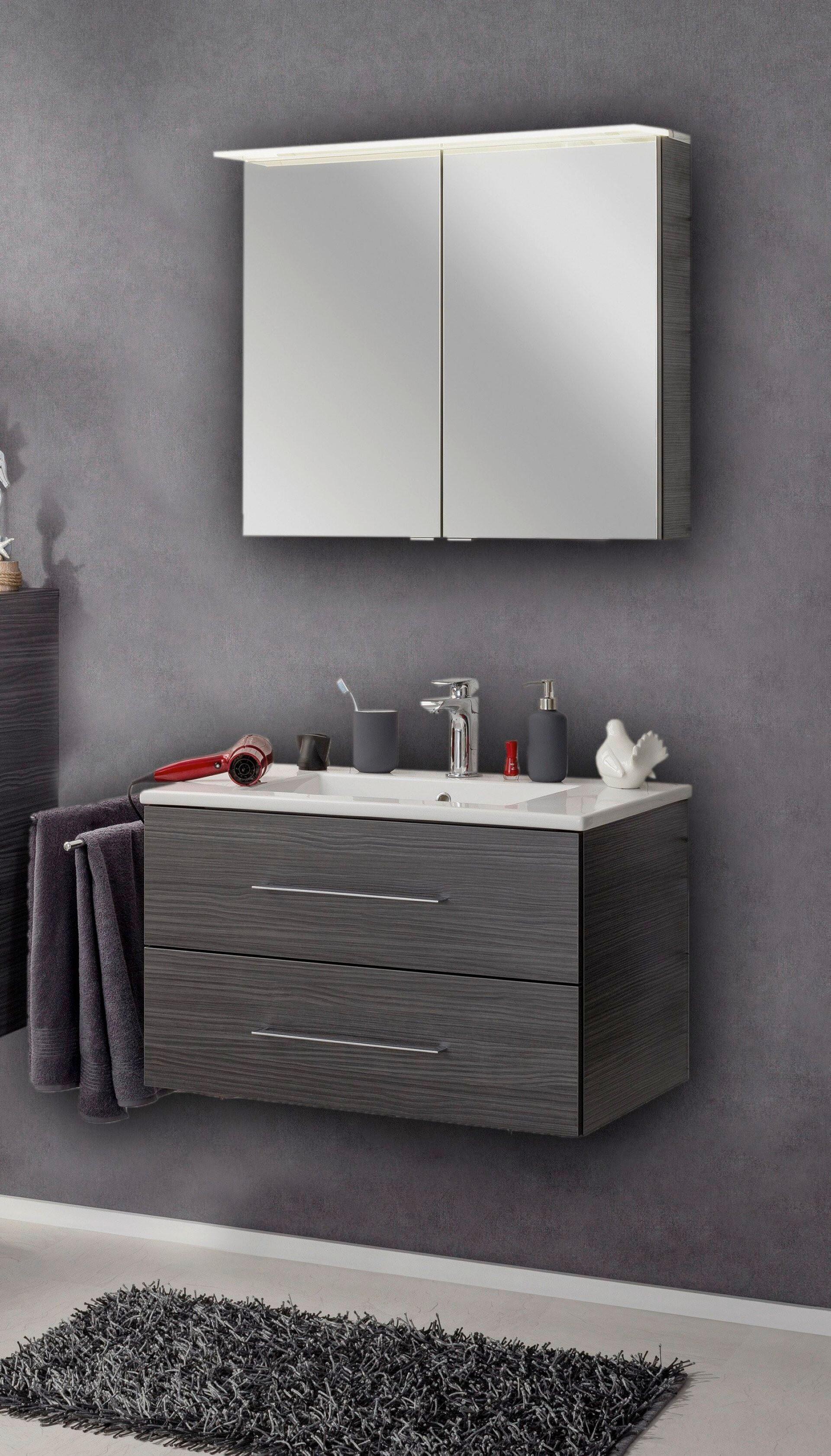 Badezimmer B.Perfekt Eichefarben 3-Teilig - Eichefarben/Weiß, Basics, Glas/Keramik (82cm) - MID.YOU