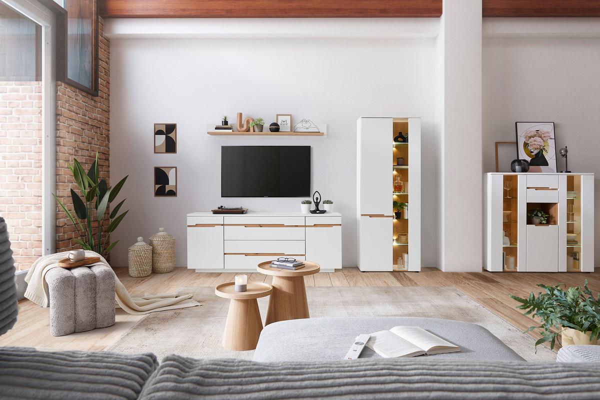 NÁSTĚNNÁ POLICE DALLAS - bílá/dub artisan, Moderní, kompozitní dřevo (160/18/22cm) - Mömax