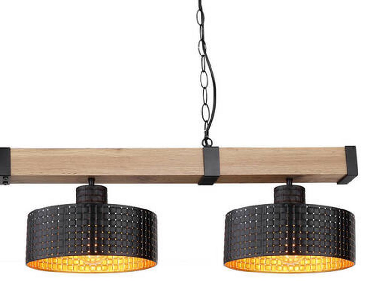 Hängeleuchte 15651-4h - Dunkelbraun/Goldfarben, Natur, Holzwerkstoff/Kunststoff (140/25/120cm) - Globo