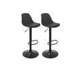 Barhocker-2er Set Scandi höhenverstellbar mit Lehne - Schwarz, MODERN, Kunststoff/Textil (41,5/84-104/37,5cm) - MID.YOU