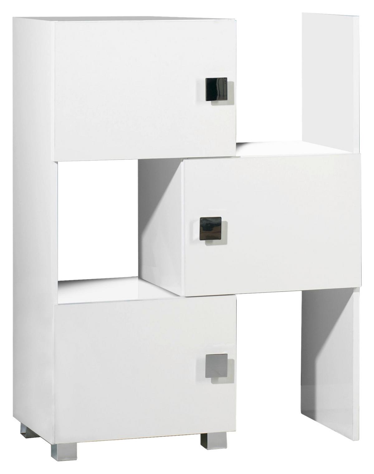 Badezimmerregal Stehend Weiß  Bxh: 47-78x101 Cm Quadra - Chromfarben/Weiß, MODERN, Holzwerkstoff (47,0-78,0/101/34,5cm) - MID.YOU