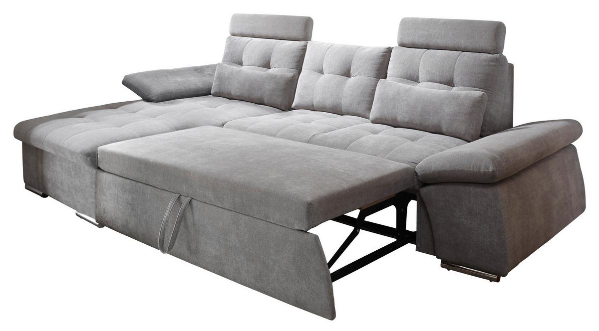 Sedací souprava s rozkladem Nalo hnědá - barvy stříbra/jílová barva, Konvenční, kompozitní dřevo/textil (170/268cm) - MID.YOU