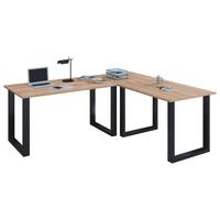 Sarokíróasztal Lona - fekete/Sonoma tölgy, Modern, faalapú anyag/fém (220/220/76cm) - MID.YOU