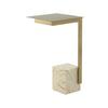 Beistelltisch Oscar Weiß, Goldfarben B: 30cm - Goldfarben/Multicolor, Design, Glas/Stein (30 cm/56 cm/30 cmcm) - Kayoom
