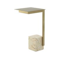 Beistelltisch Oscar Weiß, Goldfarben B: 30cm - Goldfarben/Multicolor, Design, Glas/Stein (30 cm/56 cm/30 cmcm) - Kayoom