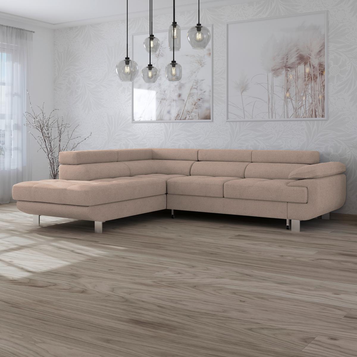 Ecksofa Savona - Beige, MODERN, Textil (230/270cm) - Ondega