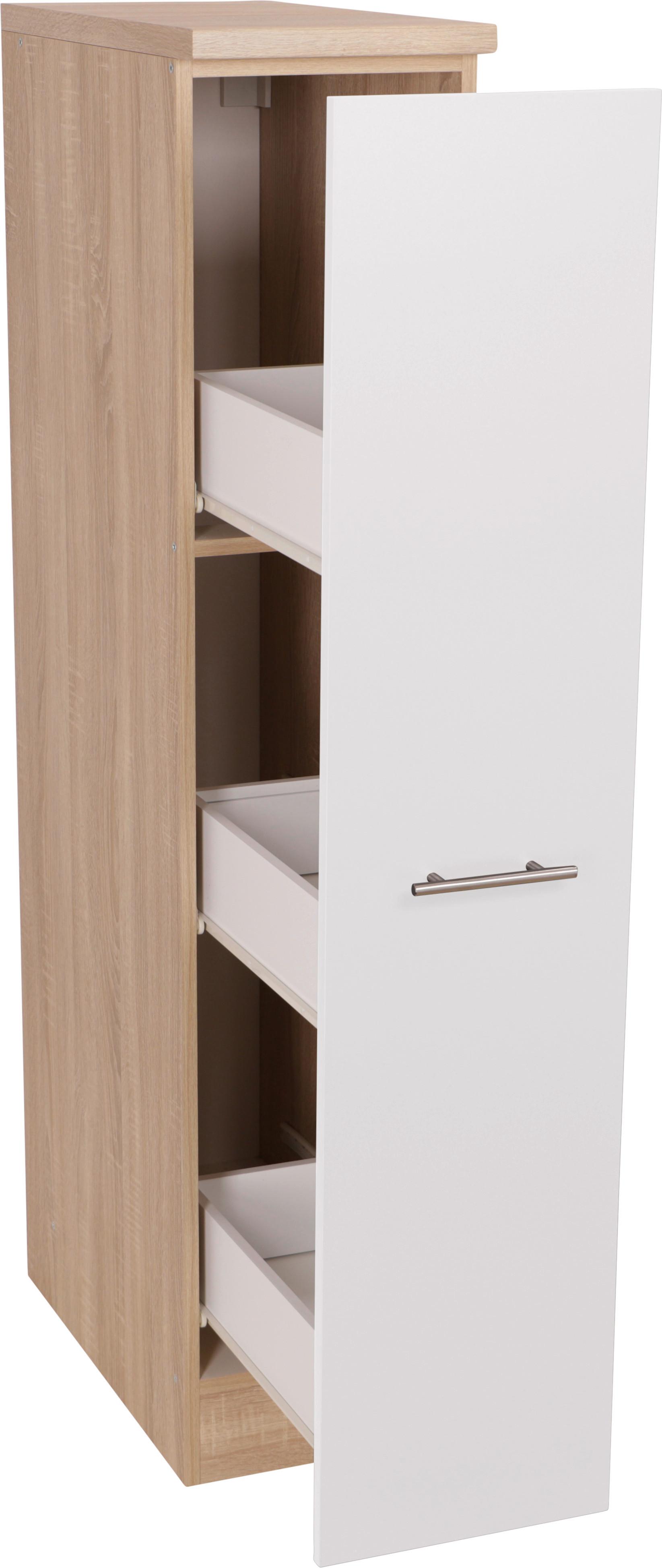 Apothekerschrank Merle Weiß, Eiche Dekor B:30cm - Eichefarben/Weiß, Basics, Holzwerkstoff (30/144,8/60cm) - Respekta