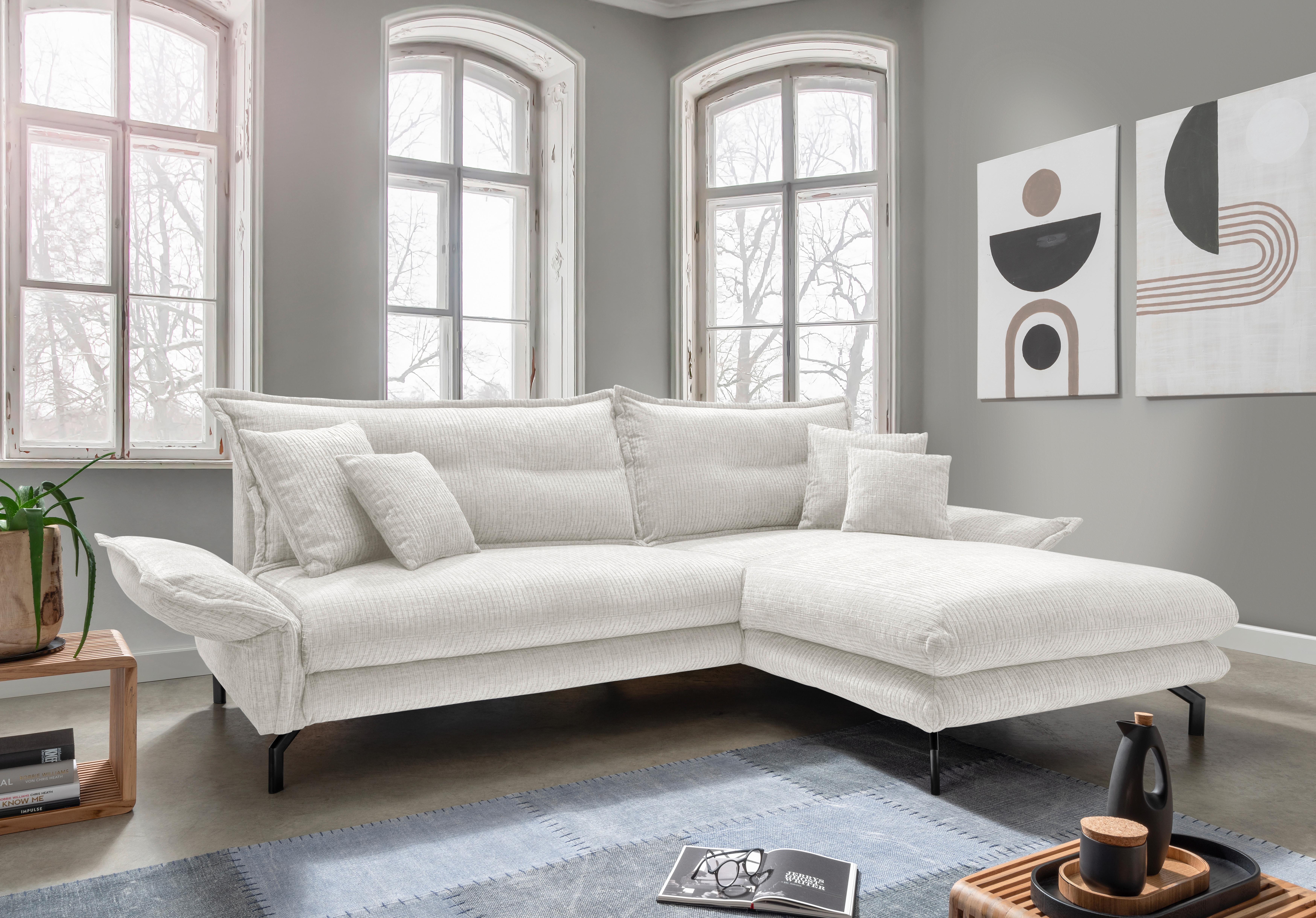Ecksofa Lava - Creme/Schwarz, Design, Textil (255/180cm) - Livetastic