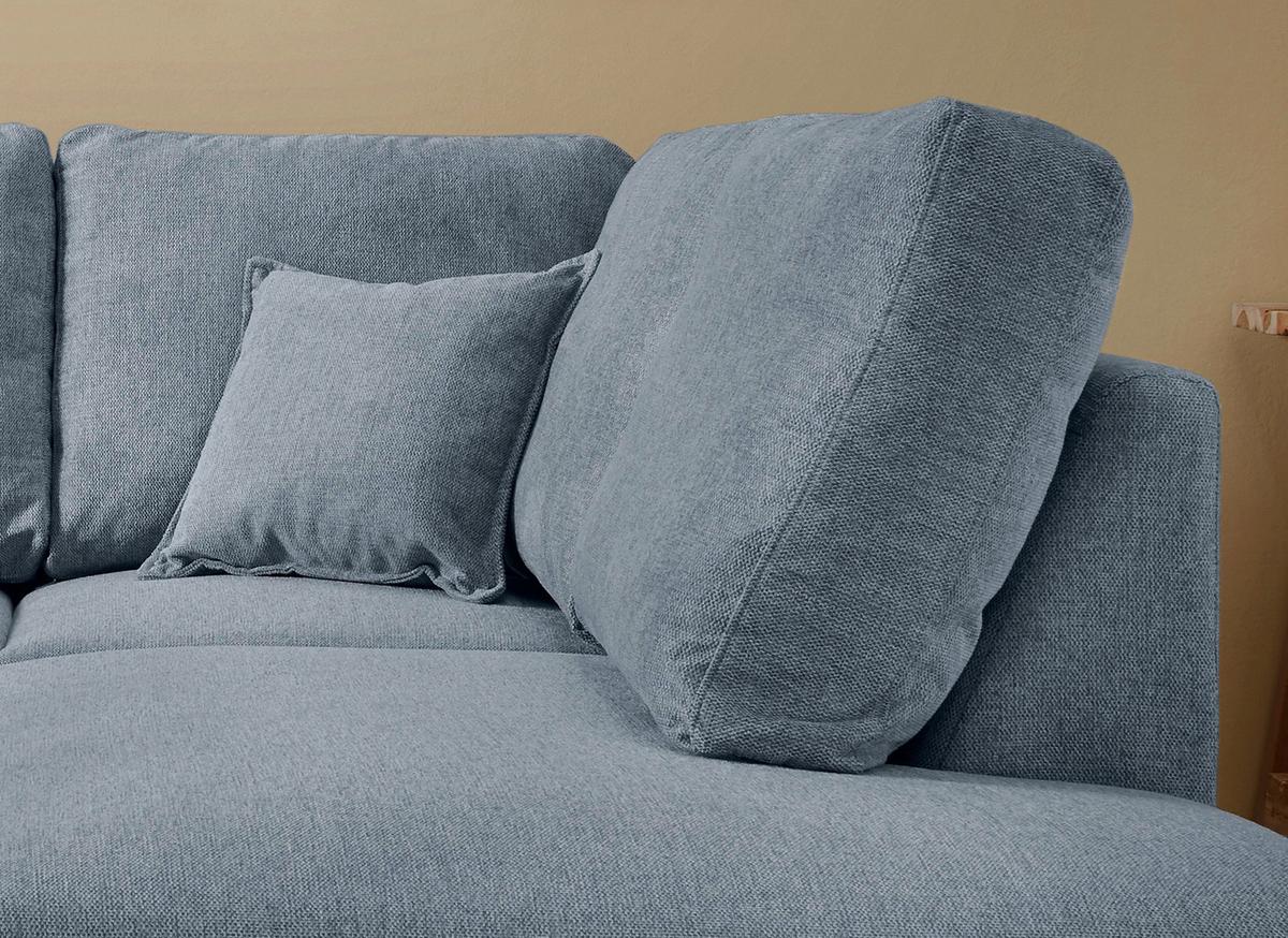 Ecksofa Mit Schlaffunktion Valentina Mit Kissen Blau - Blau/Naturfarben, KONVENTIONELL, Textil (230/200cm) - P & B