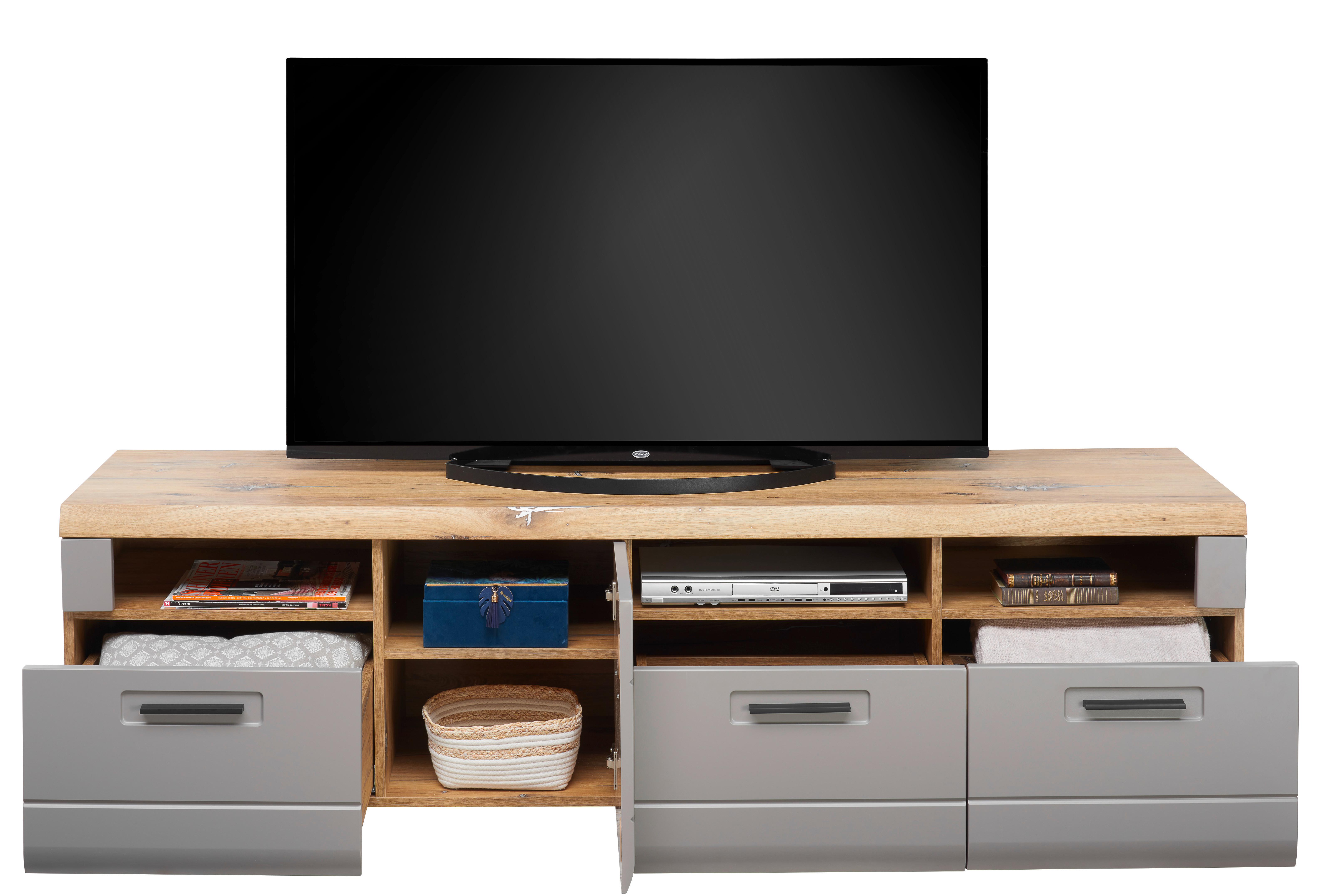 Tv-element Auris B: 190 Cm Basalt/eiche Dekor - Grau, MODERN, Holzwerkstoff (190/49,5/49,6cm) - Luca Bessoni
