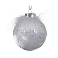 Dekorační koule FEATHER - bílá/průhledné, Basics, plast (8/8/8cm)