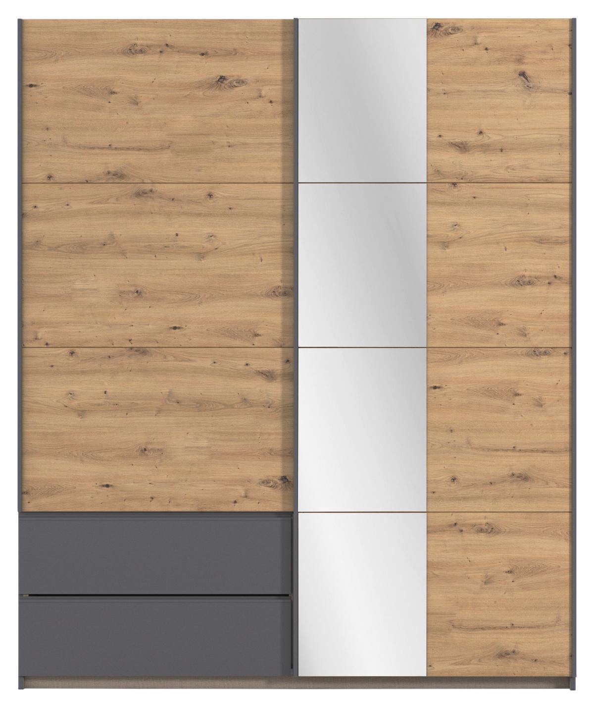 Schwebetürenschrank Stoke Grau Eiche Artisan Dekor - Eiche Artisan/Grau, MODERN, Holzwerkstoff (175/210/59cm) - Rauch Möbel