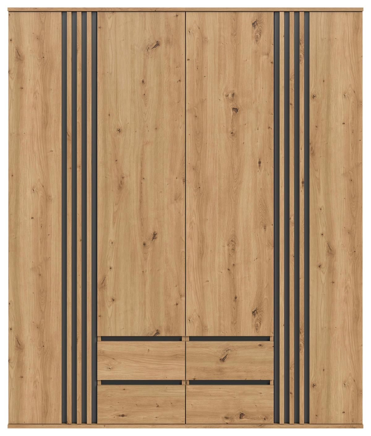 Drehtürenschrank Tofta Eiche Dekor/Anthrazit B: 160cm - Anthrazit/Eiche Artisan, ROMANTIK / LANDHAUS, Holzwerkstoff (160/192/56cm) - Livetastic
