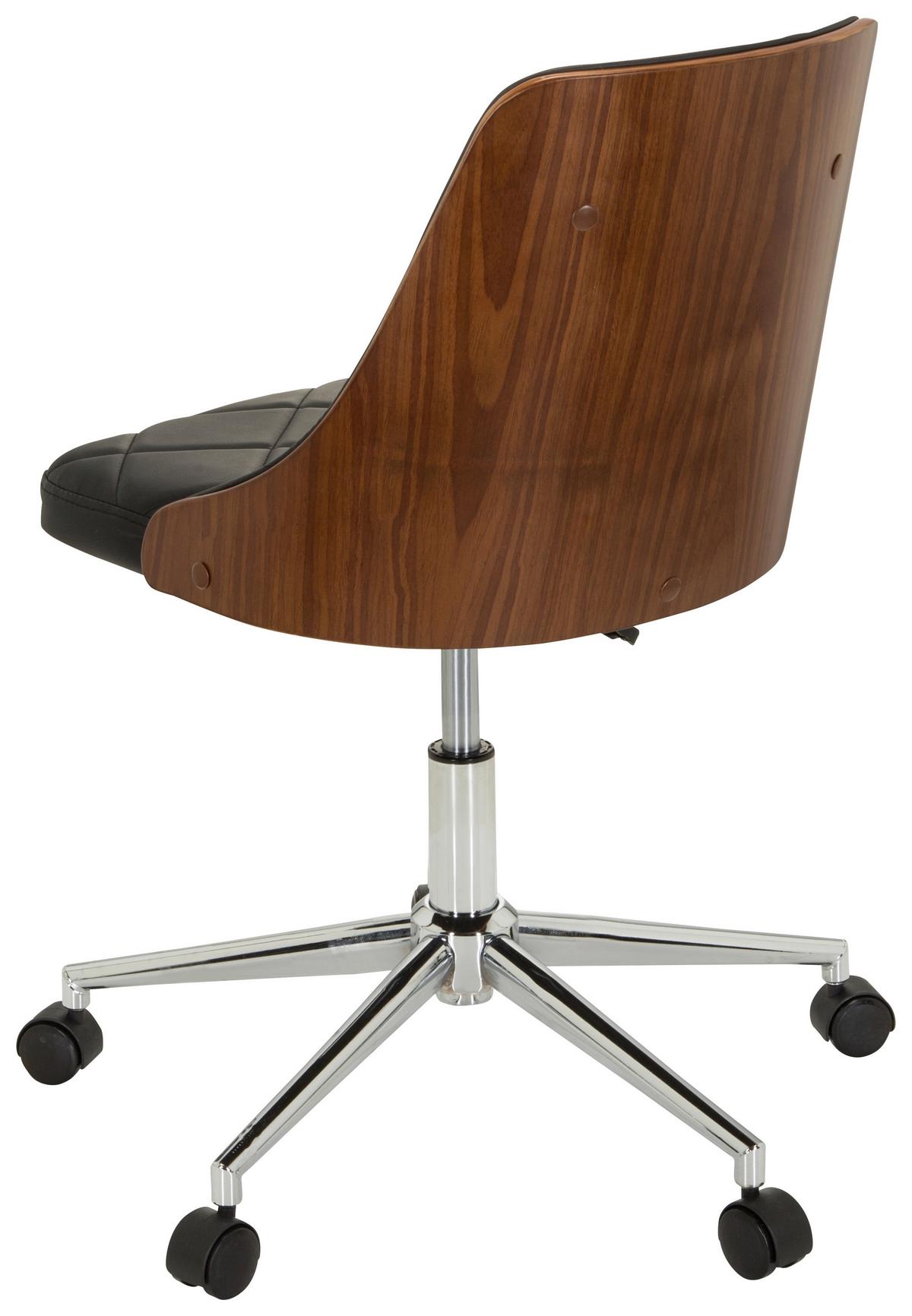Drehstuhl Cenca Schwarz/Teakfarben - Schwarz/Teakfarben, MODERN, Holz/Kunststoff (68/83cm) - MID.YOU