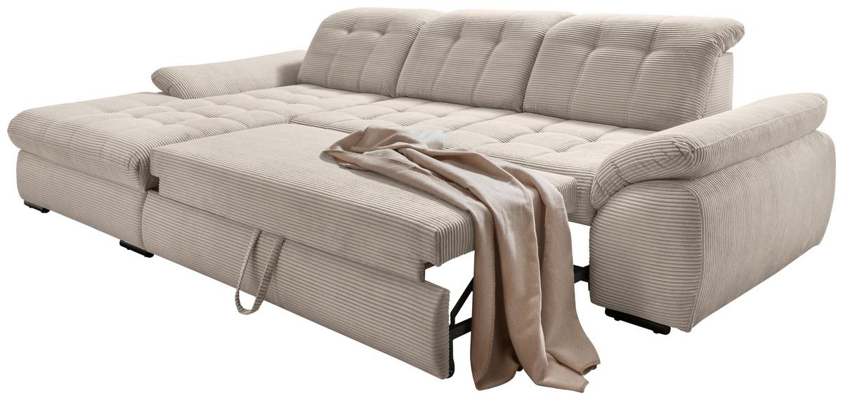 Ecksofa Mit Bettkasten Rigatti Beige S: 184x314 Cm - Beige/Schwarz, MODERN, Textil (184/314cm) - Livetastic