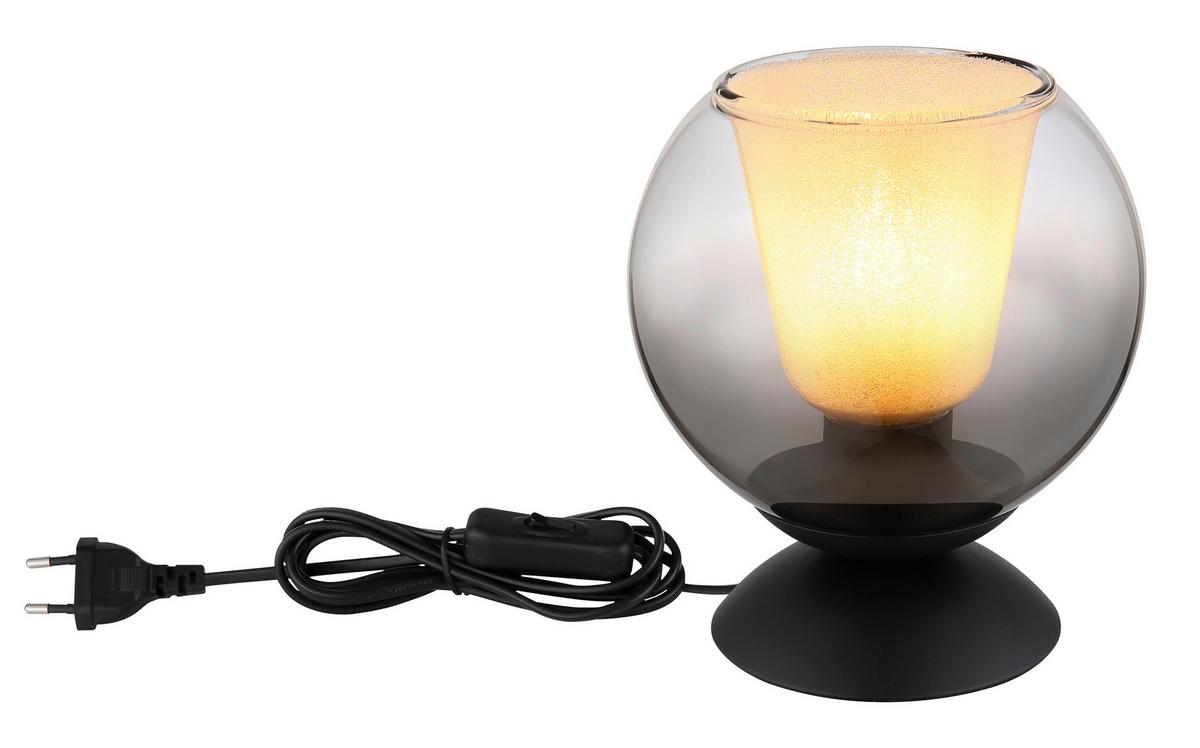 Tischleuchte Barry Grau Klar Schwarz D: 15 cm - Klar/Schwarz, Basics, Glas/Textil (15/20.5cm) - Globo