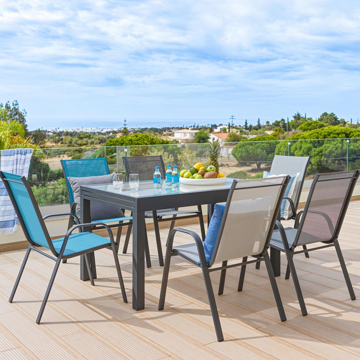Gartensessel Stapelbar Alexis Stahl/Textilene - Anthrazit, MODERN, Textil/Metall (54/92/73cm) - Ondega