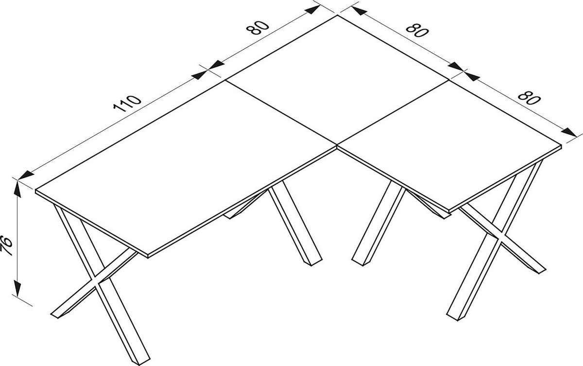 Eckschreibtisch Lona Weiß B: 80 Cm - Silberfarben/Weiß, MODERN, Holzwerkstoff/Metall (190/80/76cm) - MID.YOU