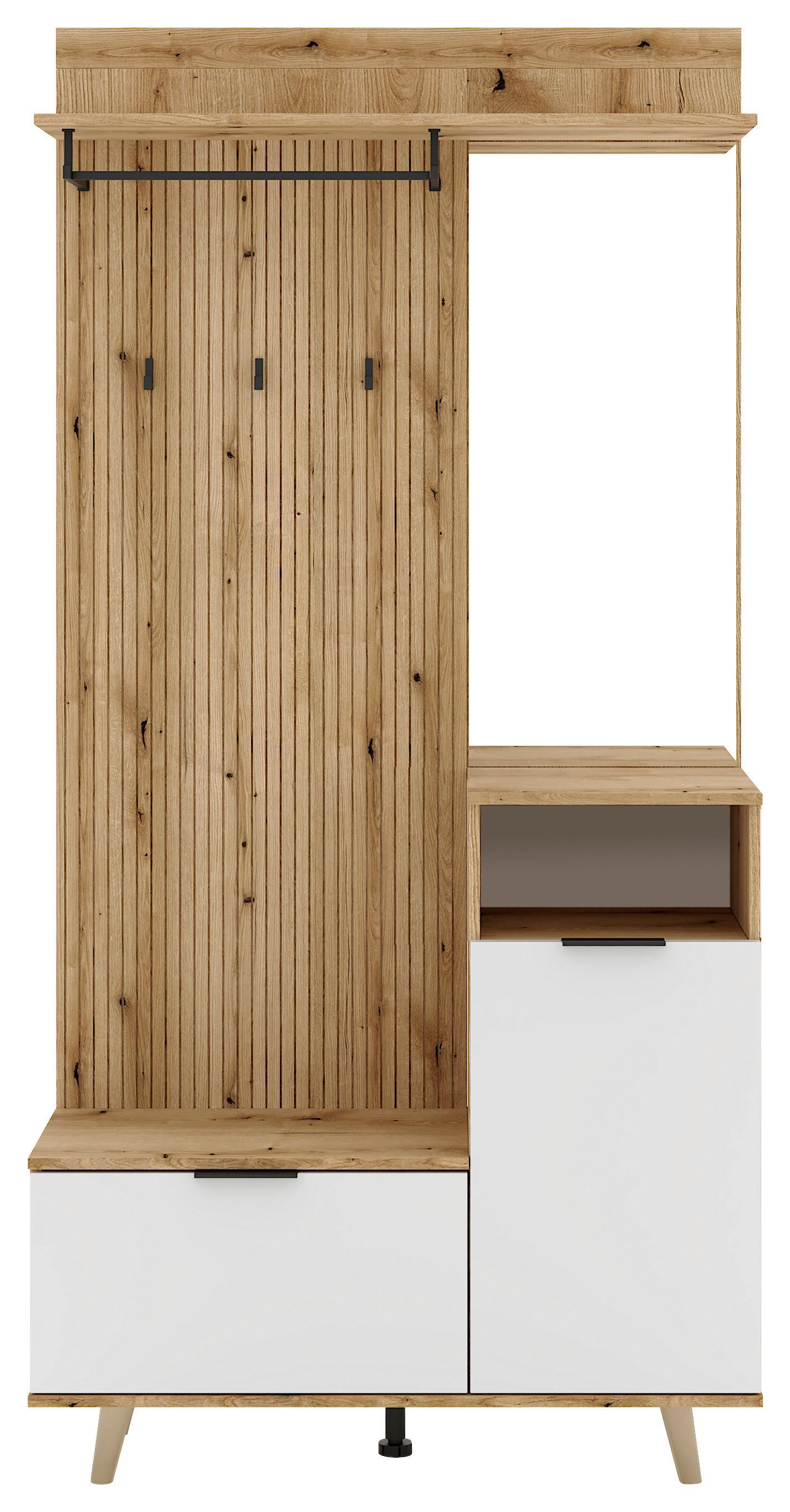 Garderobe Nordic C - Eichefarben/Weiß, Design, Holzwerkstoff (100/204/40cm) - MID.YOU
