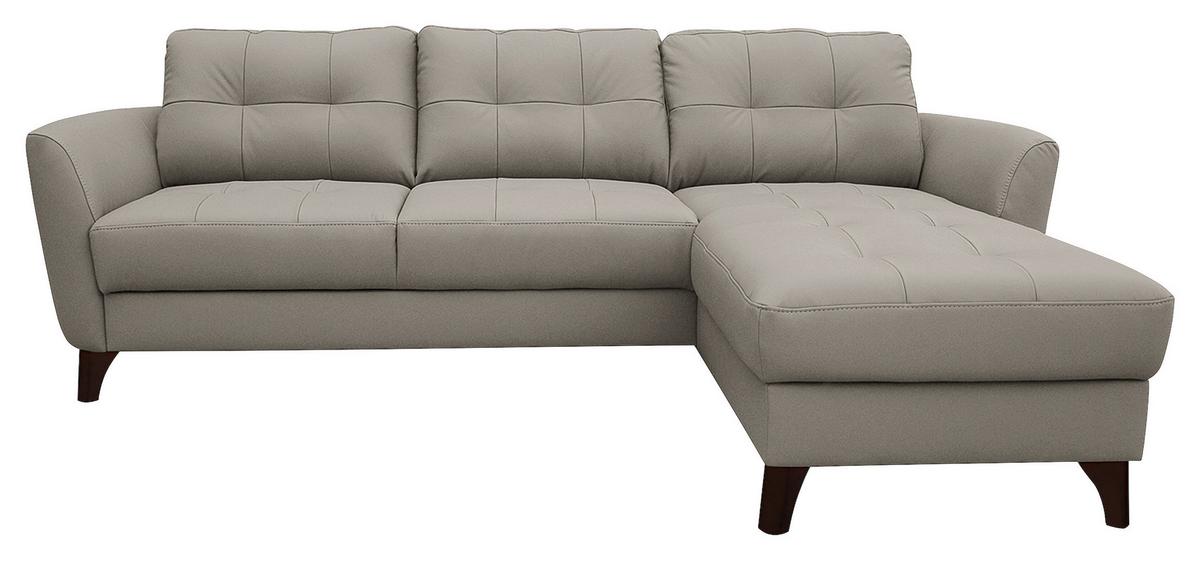 Ecksofa Nordic Plantinfarben S: 238x168 cm - Platinfarben/Buchefarben, Design, Leder/Textil (238/168cm) - Livetastic