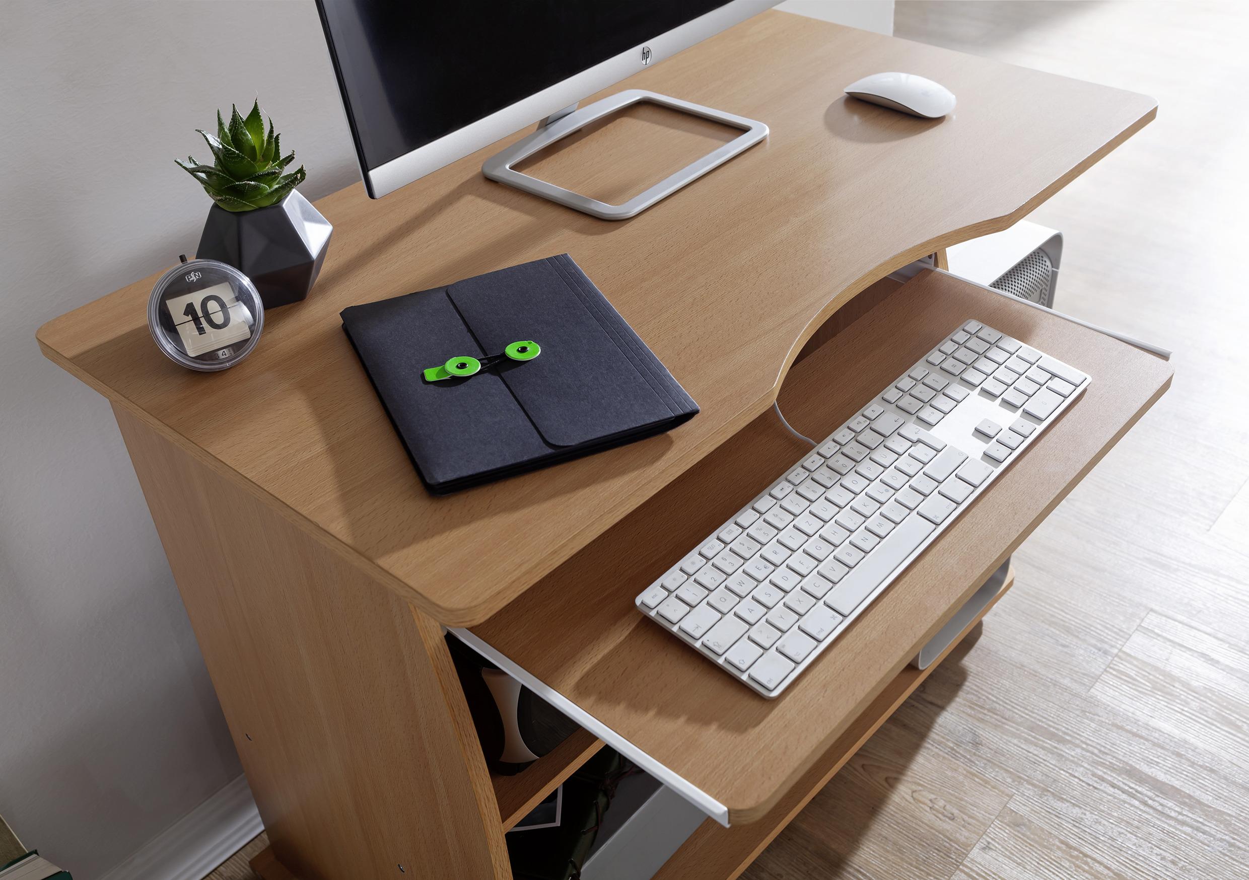 Kleiner Computertisch mit Rollen & Tastaturauszug
