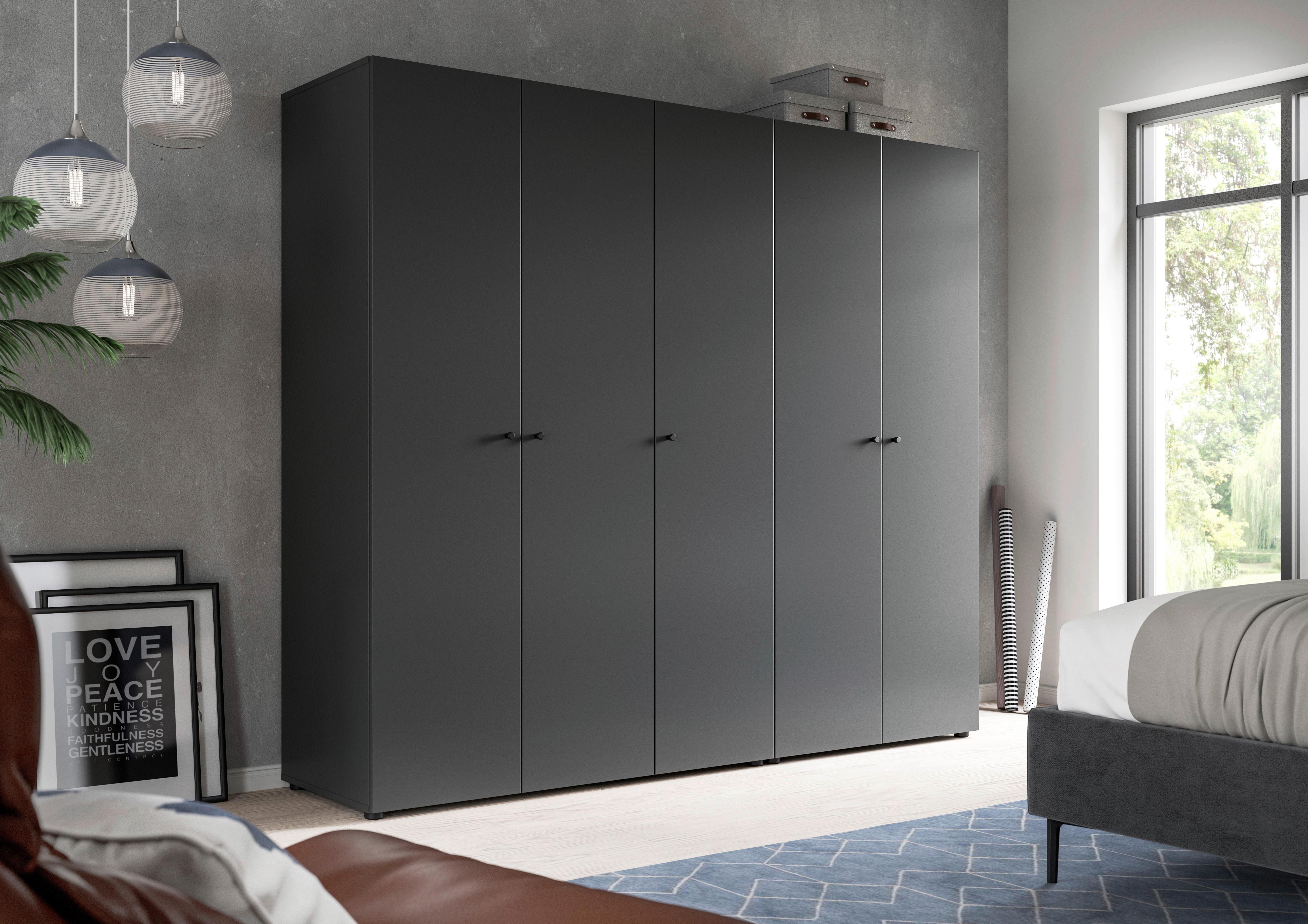 Drehtürenschrank Darwin, Anthrazit B: 200 Cm - Anthrazit, MODERN, Holzwerkstoff (200/176/51cm) - MID.YOU