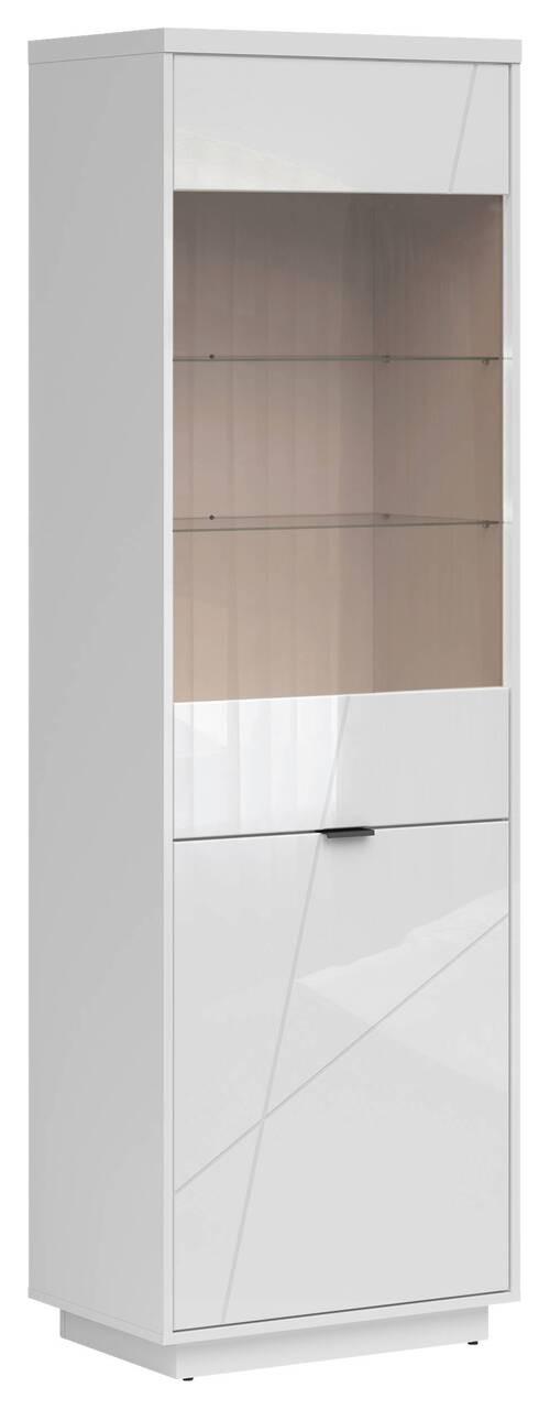 Vitrine Forn Glass-Door Cabinet - Weiß Hochglanz/Schwarz, Design, Glas/Holzwerkstoff (64/200,5/42,5cm)
