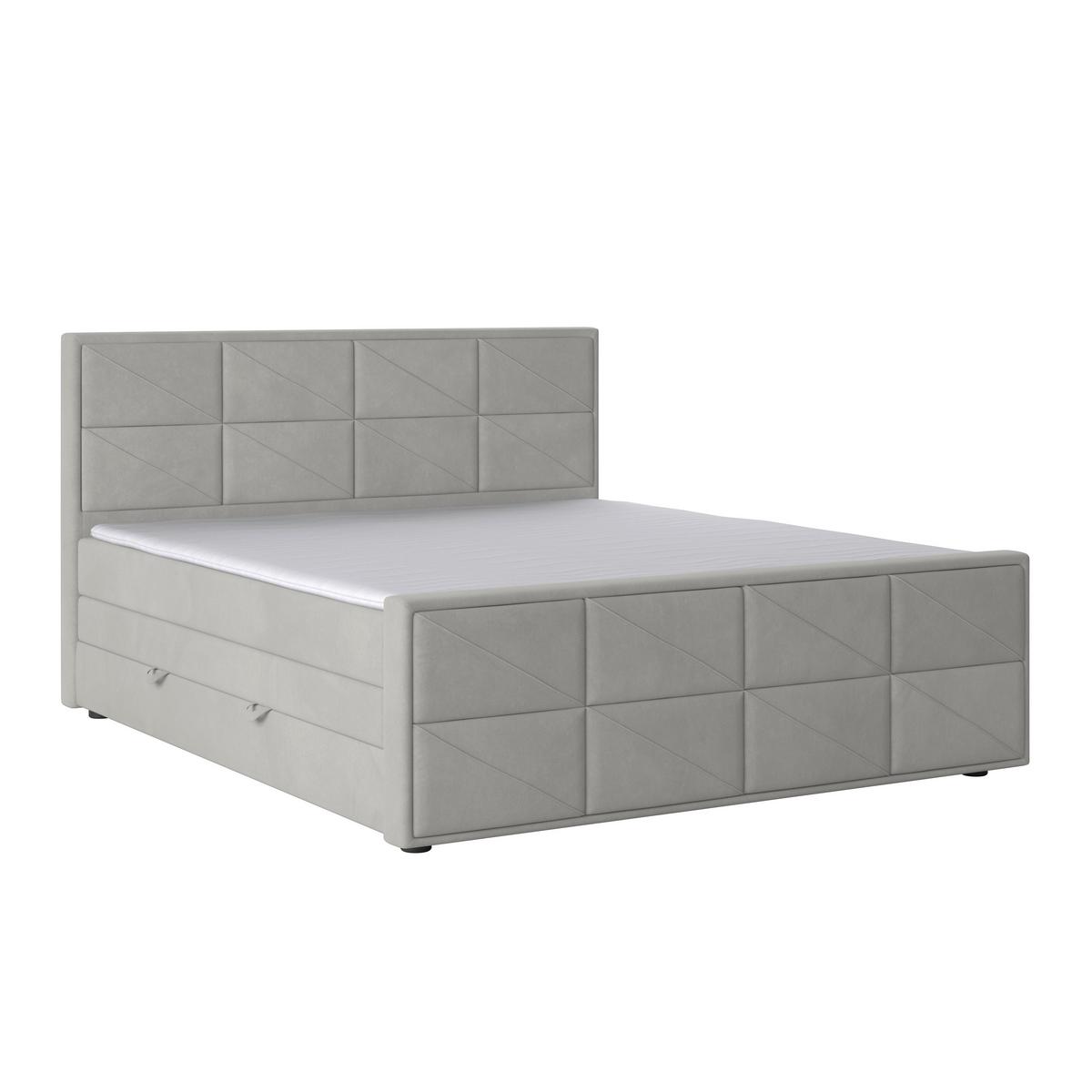 Boxspringbett mit Bettkasten Helsinki 180x200 cm Hellgrau - Hellgrau/Schwarz, MODERN, Karton/Holzwerkstoff (180/200cm) - MID.YOU