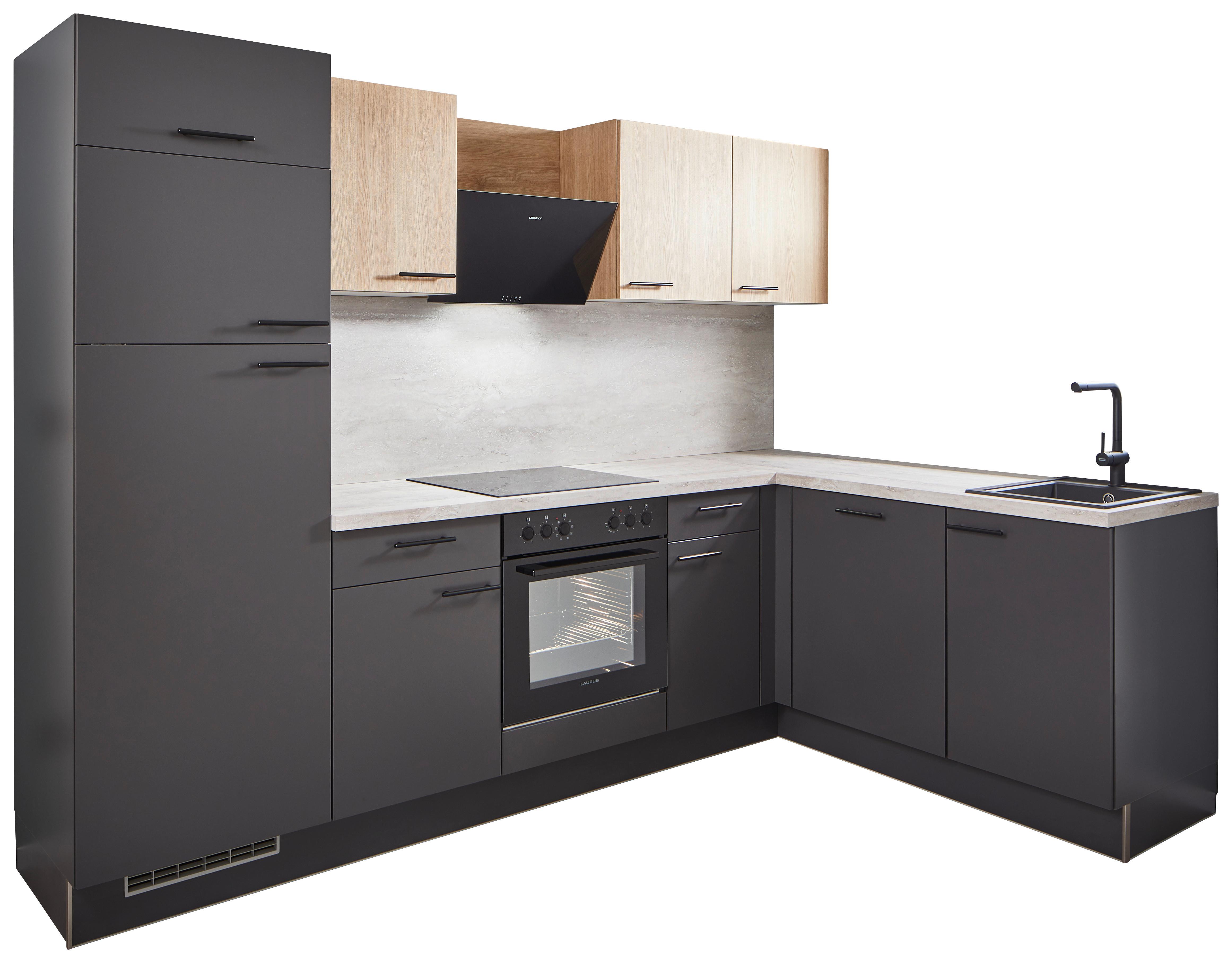 Eckküche Pn80/100 - Beige/Graphitfarben, Trend, Holzwerkstoff (275/175cm) - Pino