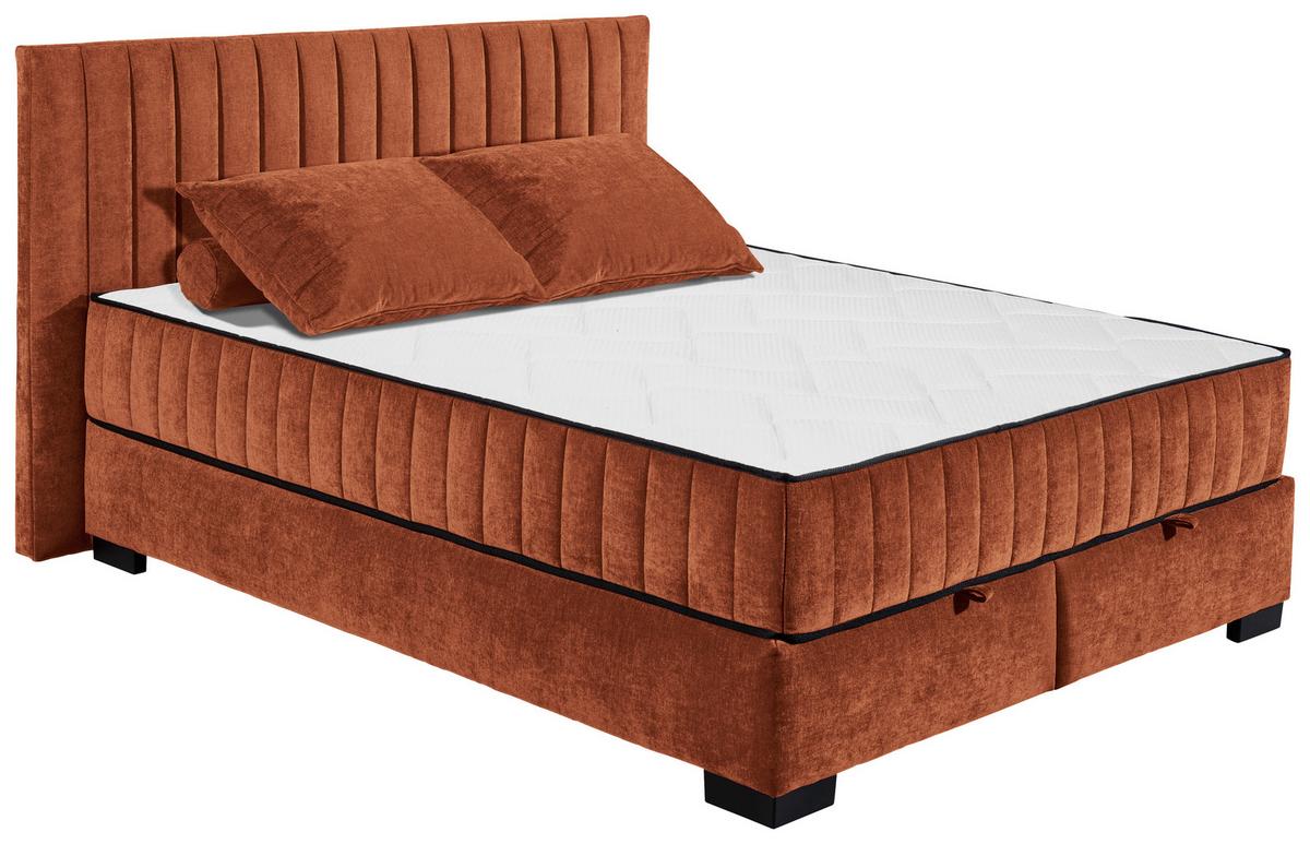 Boxbett Nagol C - Cognac/Schwarz, MODERN, Holzwerkstoff/Textil (160/200cm) - MID.YOU