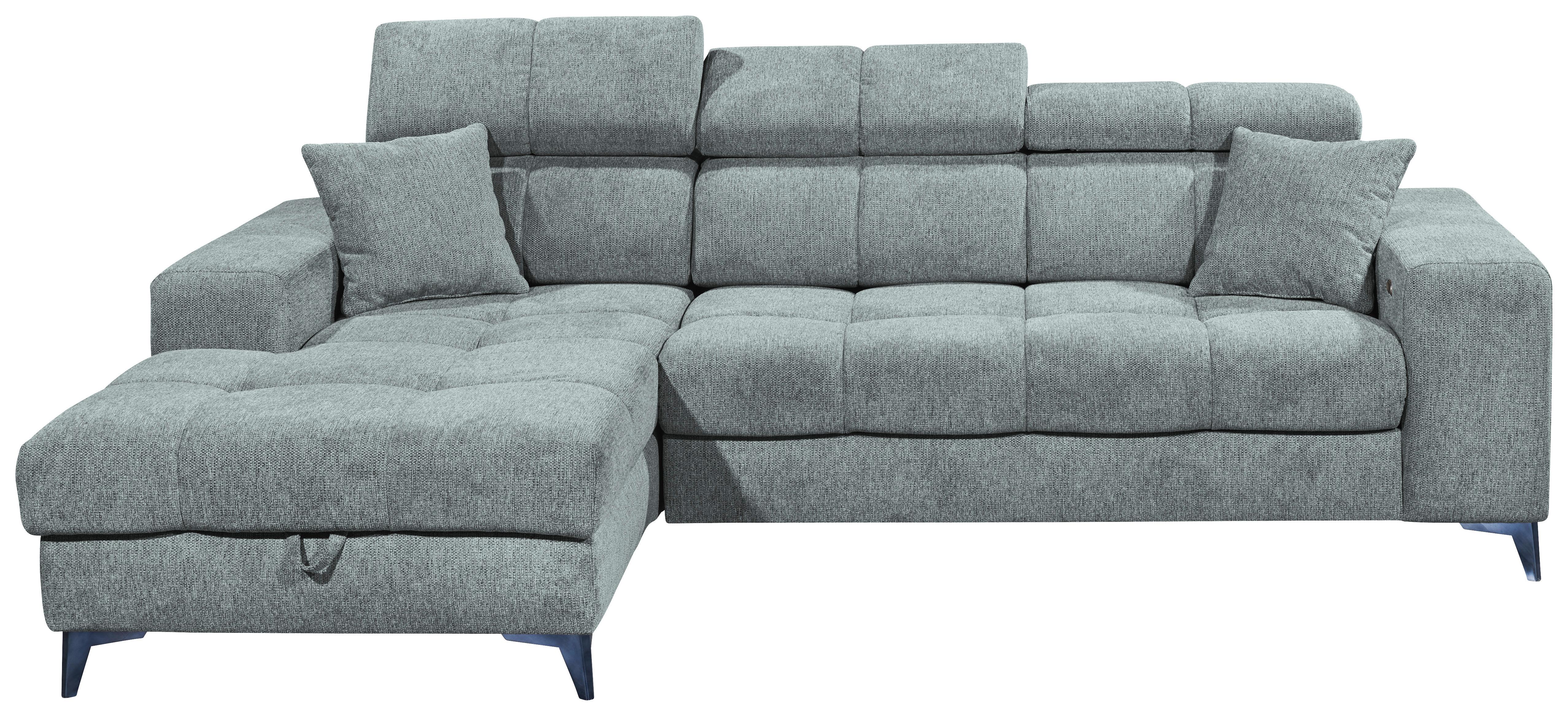 Ecksofa Sydney Hellblau S: 172/268 cm - Schwarz/Hellblau, KONVENTIONELL, Textil (172/268cm) - MID.YOU