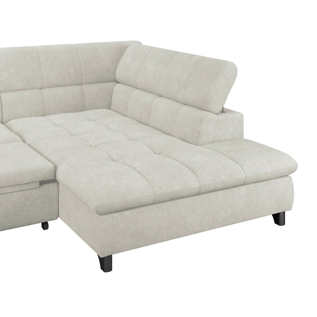 Ecksofa Gemini Elfenbeinfrabig, B: 312cm - Chromfarben/Creme, KONVENTIONELL, Textil (312/234cm)
